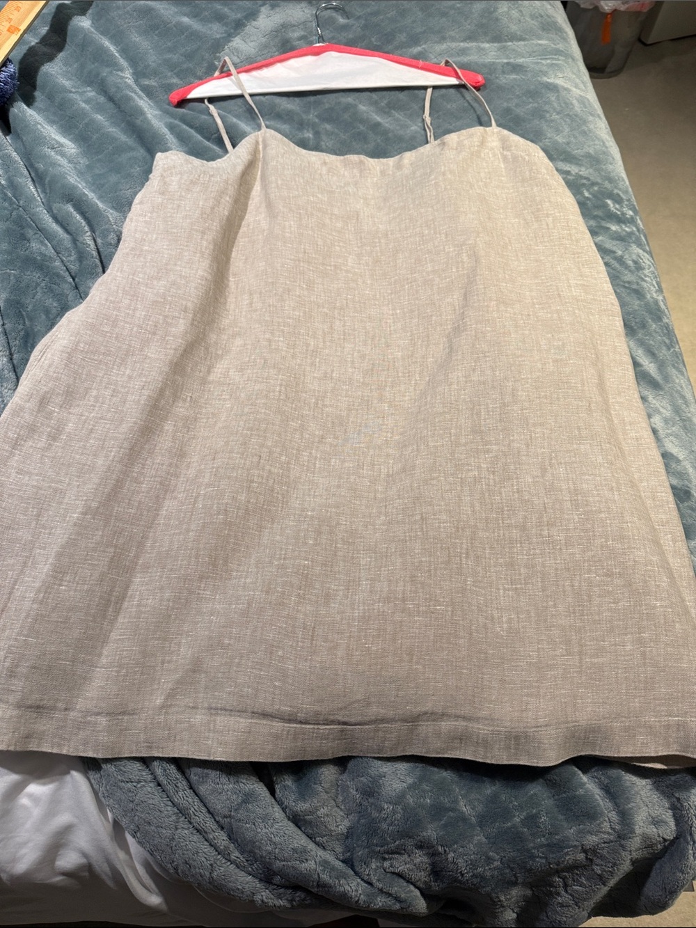 Simple Linen Slip Skort Dress in Light Beige - Picture 6 of 7